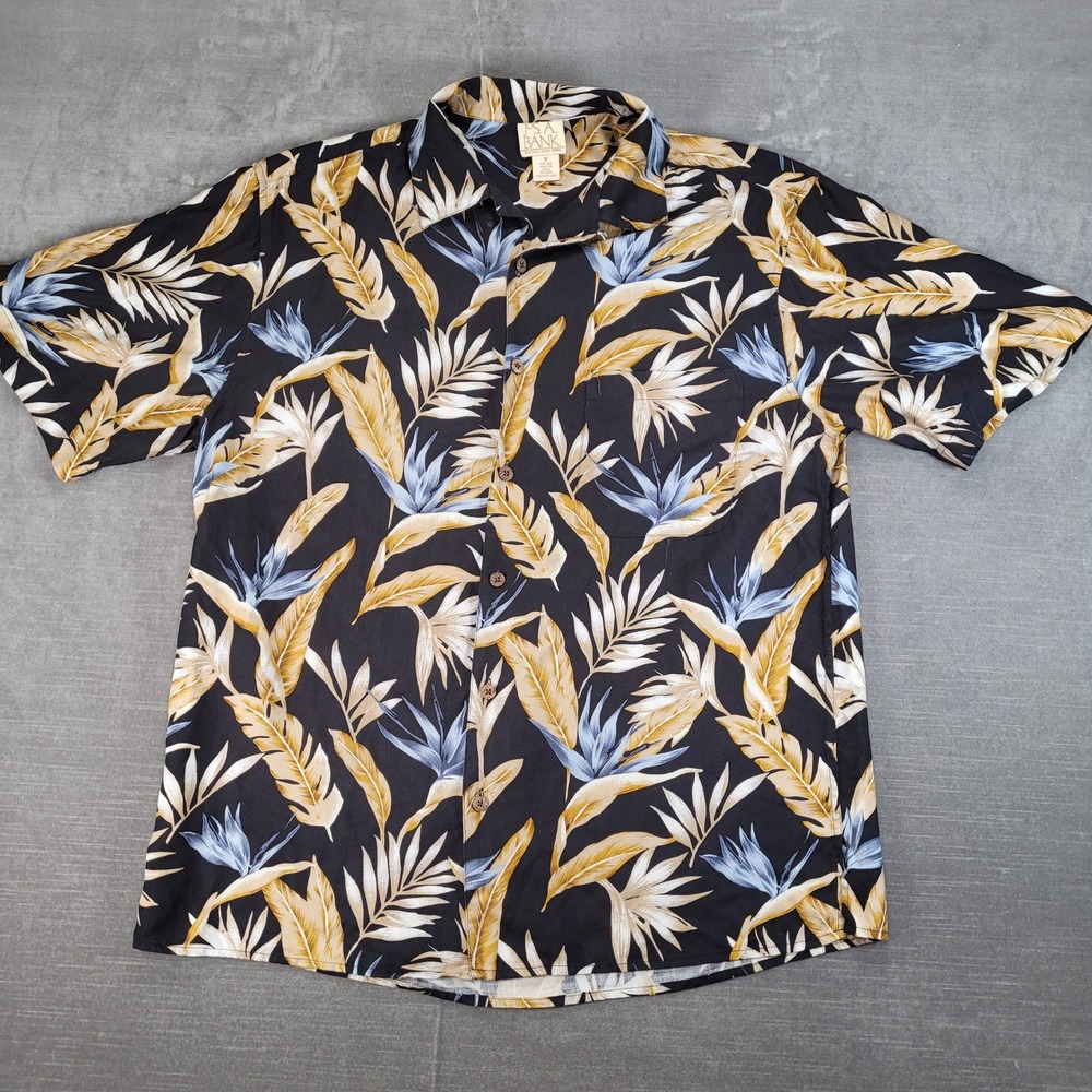 JOS A BANK Mens Silk Tropical‎ Floral Short Sleeve Button Down Shirt M